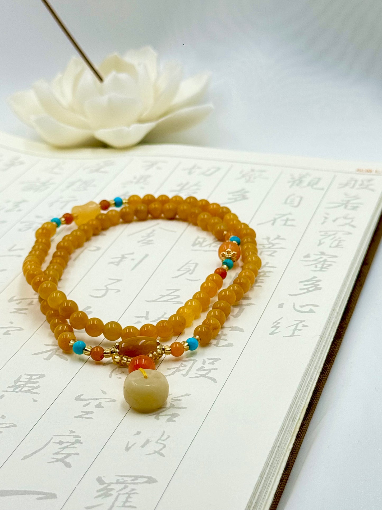 Lotus Collection - Golden Amber Harmony Necklace - ORIENTAL BOUTIQUE