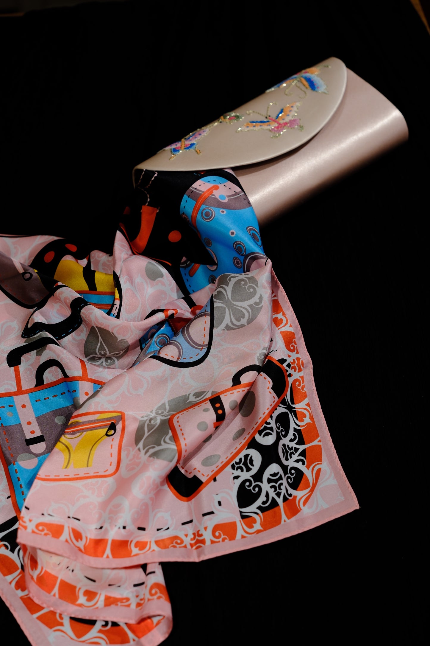 Double-Sided Handbag Print Silk Square Scarf