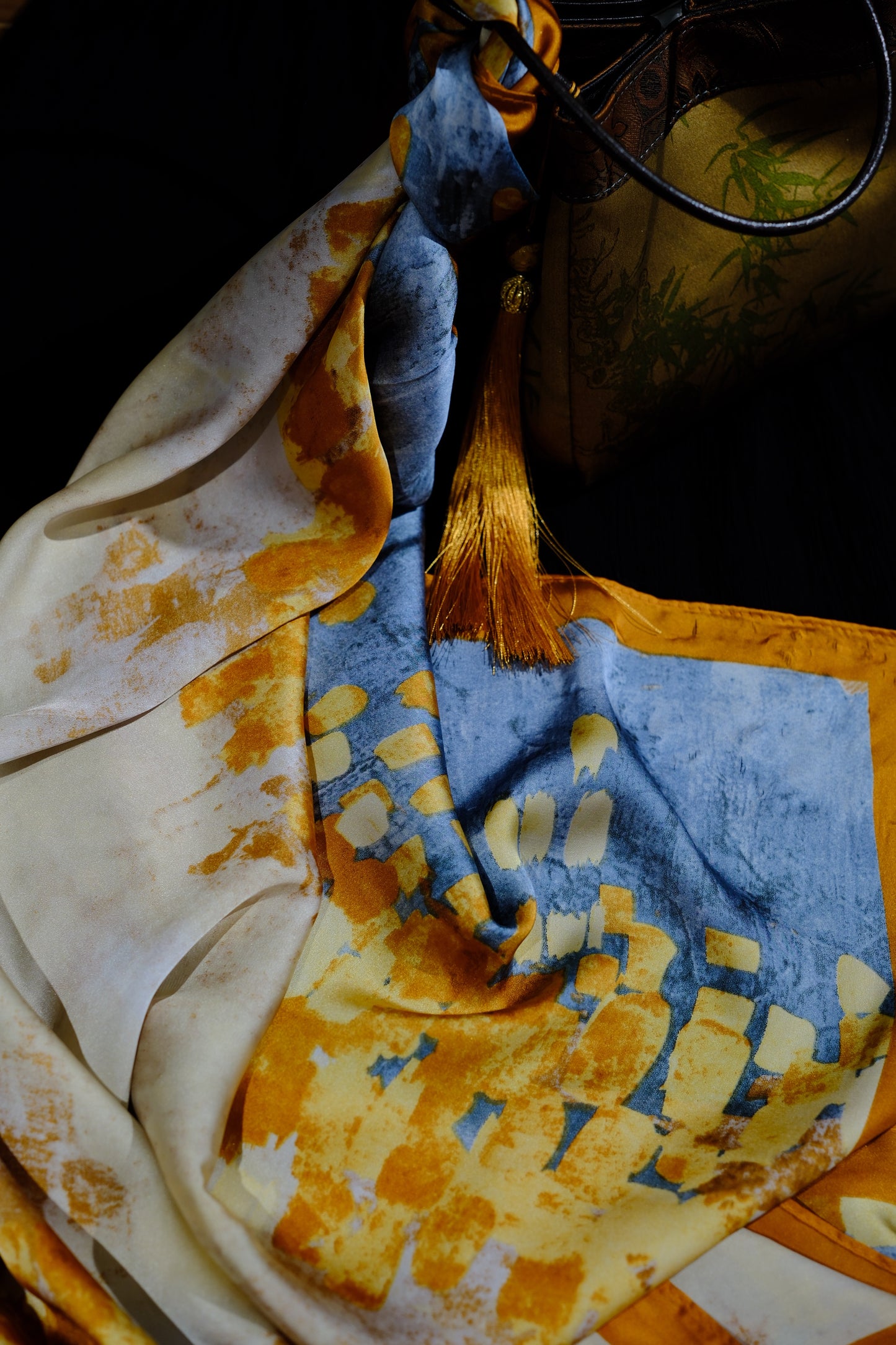 Abstract Blue & Gold Square Scarf