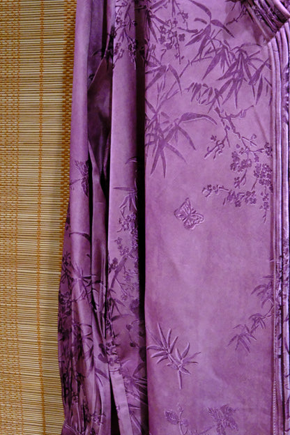 Vintage-Inspired Jacquard Rayon Blouse – Elegant Bamboo Floral Pattern | New Chinese Style