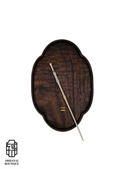 Bamboo-Inspired Hairpin with Green Leaf
