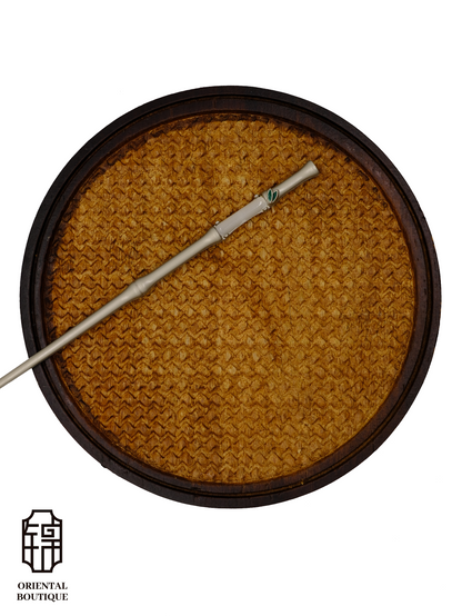 Bamboo-Inspired Hairpin with Green Leaf