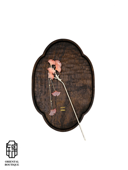 Pink Petal Ginkgo Hairpin