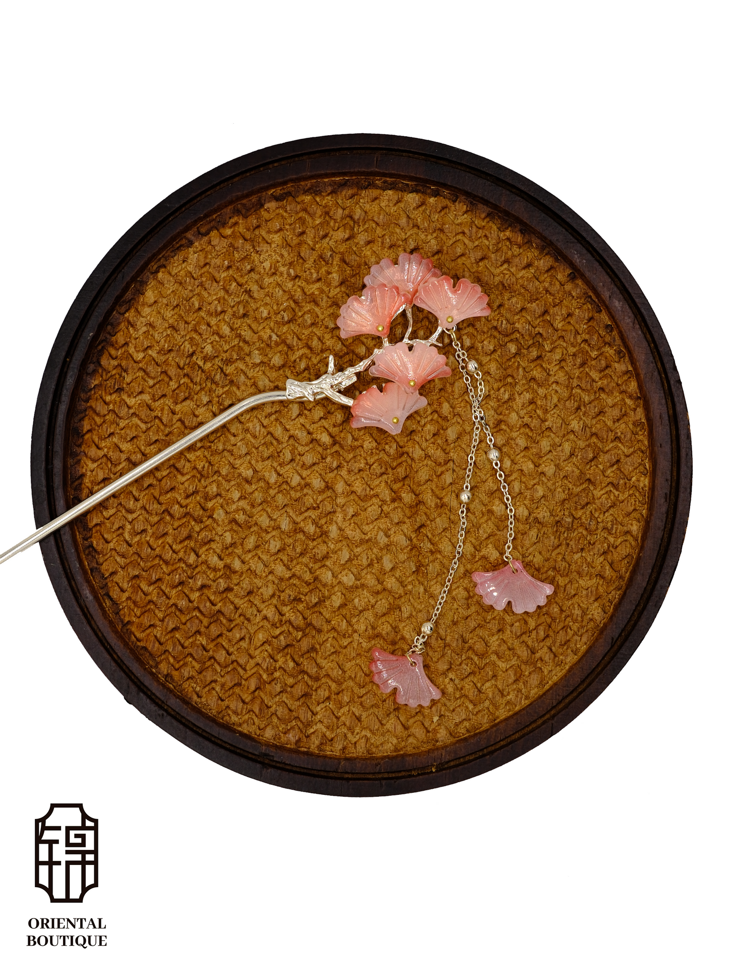 Pink Petal Ginkgo Hairpin