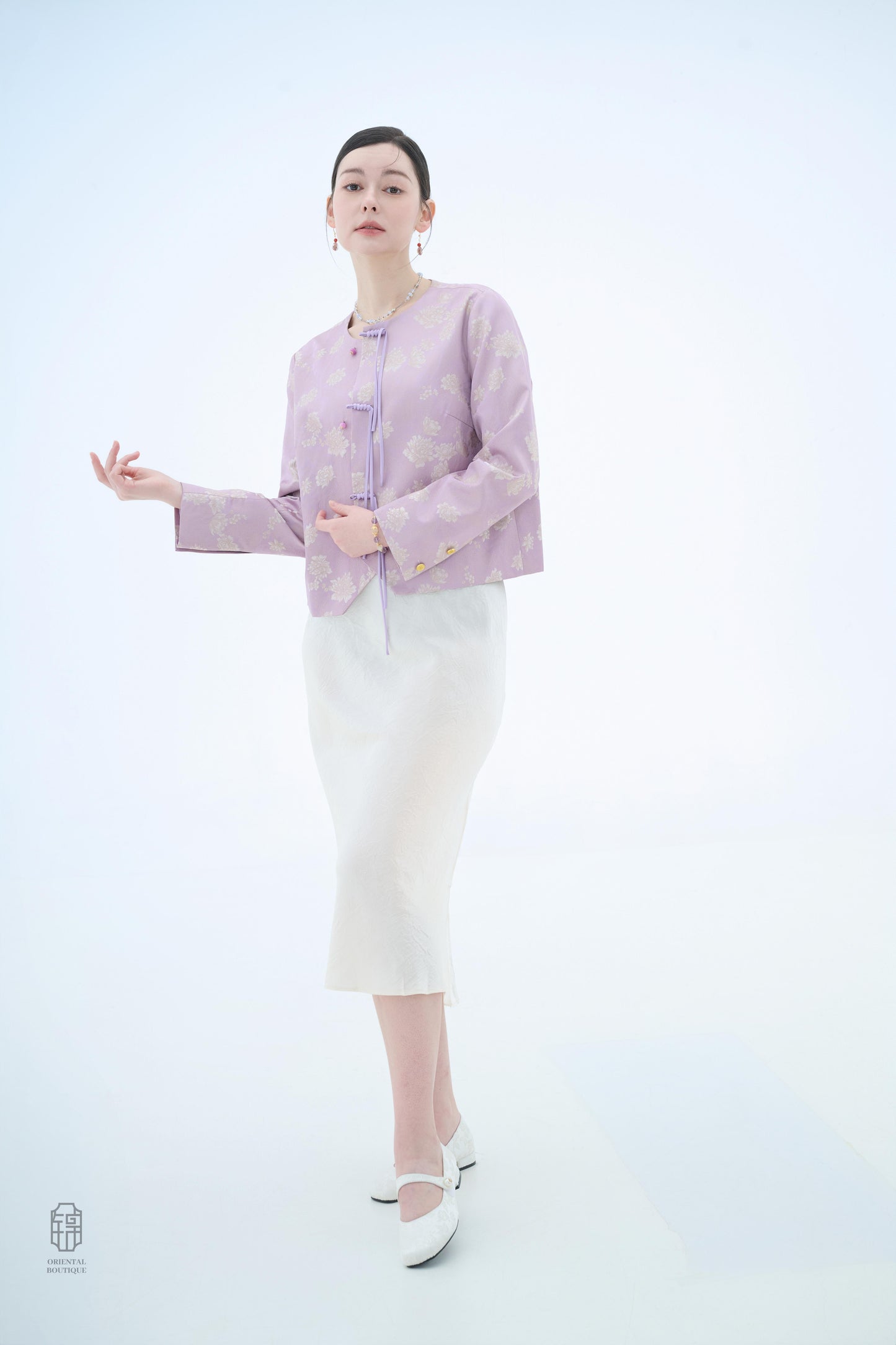 Chinese Silk Jacket - Lavender Blossom Traditional Style