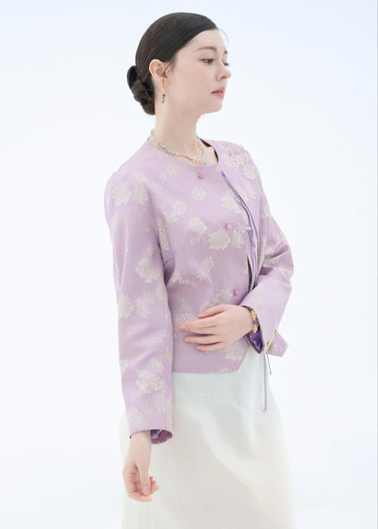 Chinese Silk Jacket - Lavender Blossom Traditional Style