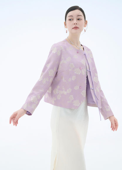Chinese Silk Jacket - Lavender Blossom Traditional Style