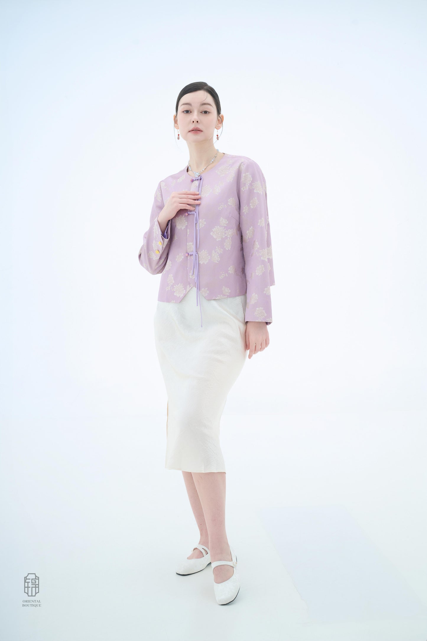 Chinese Silk Jacket - Lavender Blossom Traditional Style