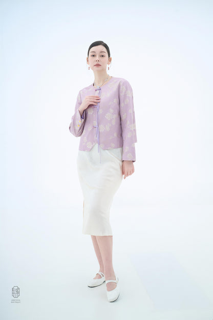 Chinese Silk Jacket - Lavender Blossom Traditional Style
