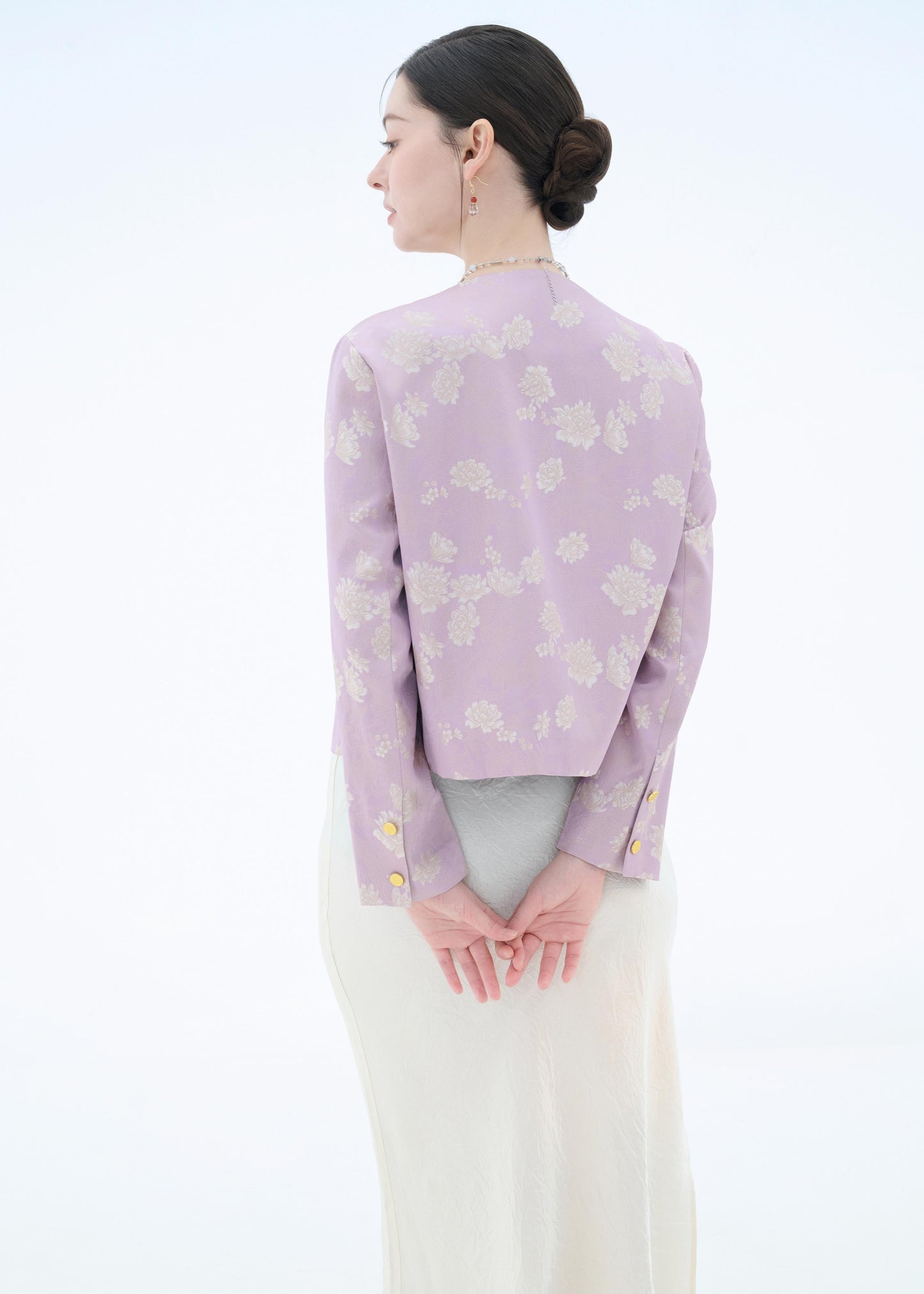 Chinese Silk Jacket - Lavender Blossom Traditional Style