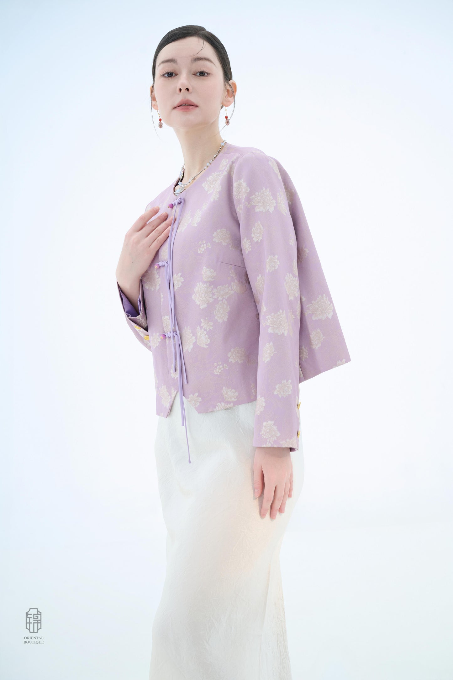 Chinese Silk Jacket - Lavender Blossom Traditional Style