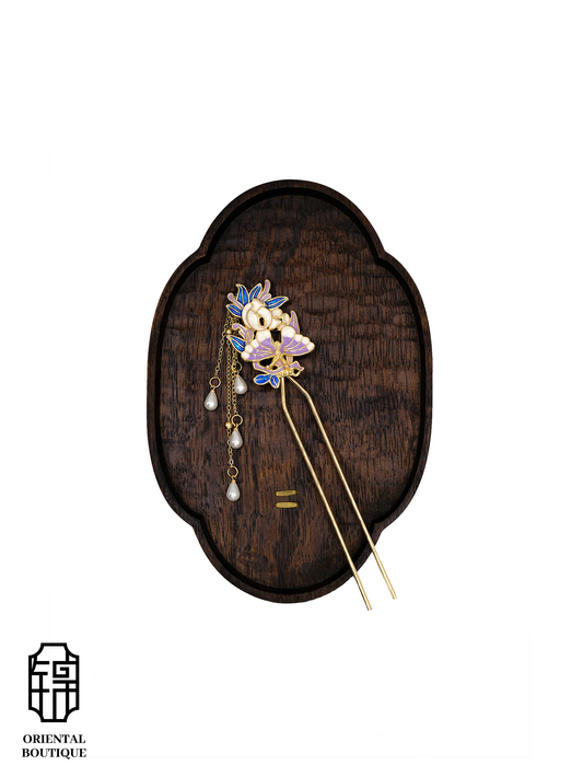 Blue & Purple Butterfly Tassel Hairpin
