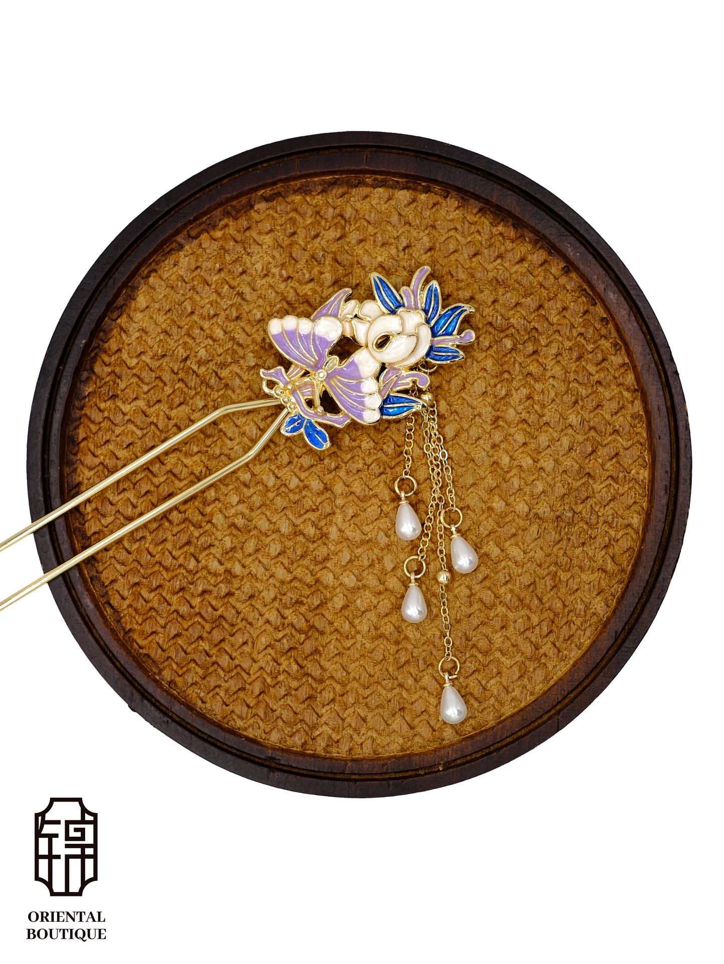Blue & Purple Butterfly Tassel Hairpin