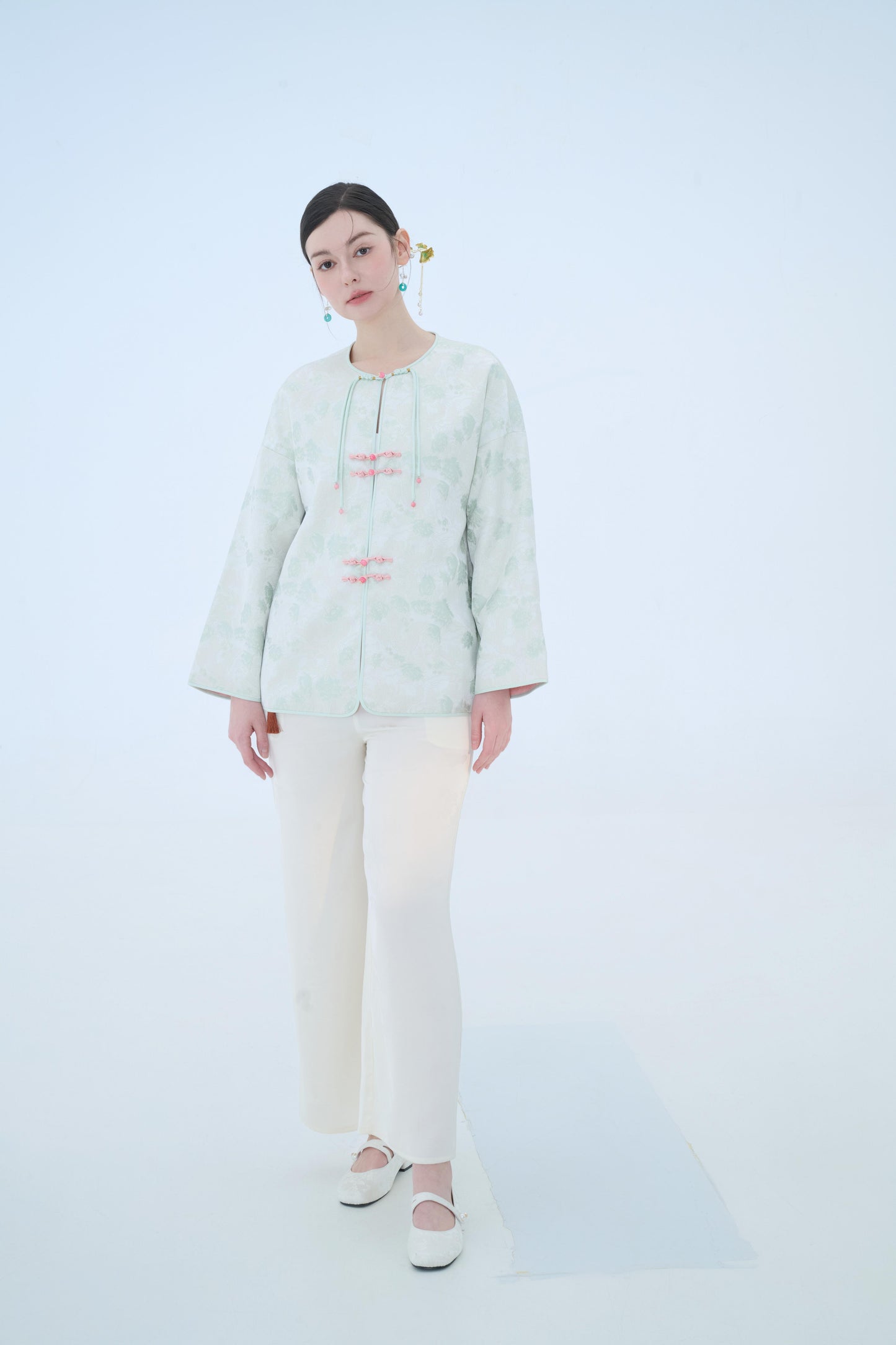 Chinese Kimono Jacket - Moonlit Blossom Traditional Style