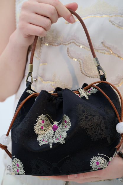 Midnight Flutter Embroidered Pouch