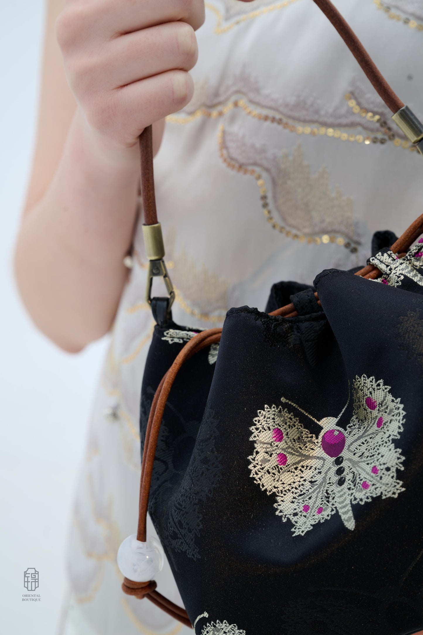 Midnight Flutter Embroidered Pouch