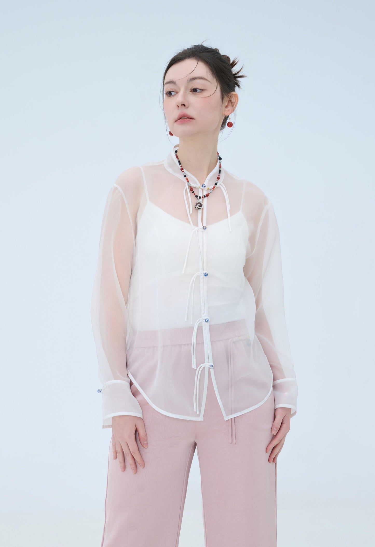 Chinese Organza Top - Jade Whisper Traditional Style