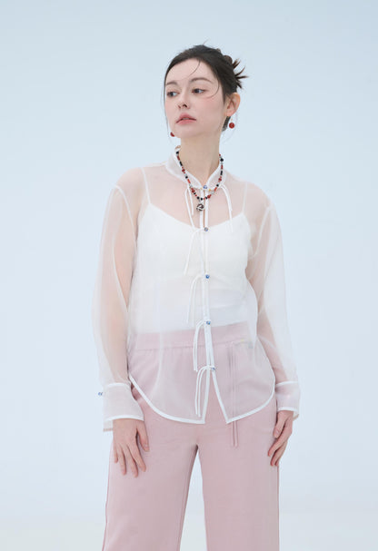 Chinese Organza Top - Jade Whisper Traditional Style