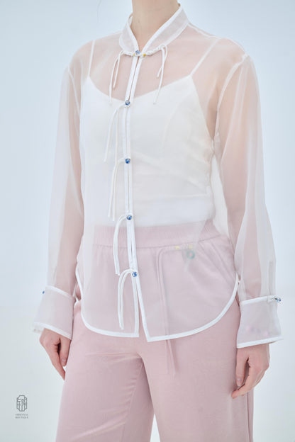 Chinese Organza Top - Jade Whisper Traditional Style