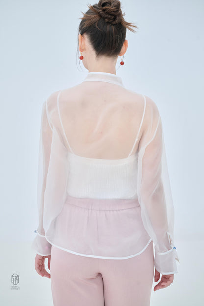 Chinese Organza Top - Jade Whisper Traditional Style