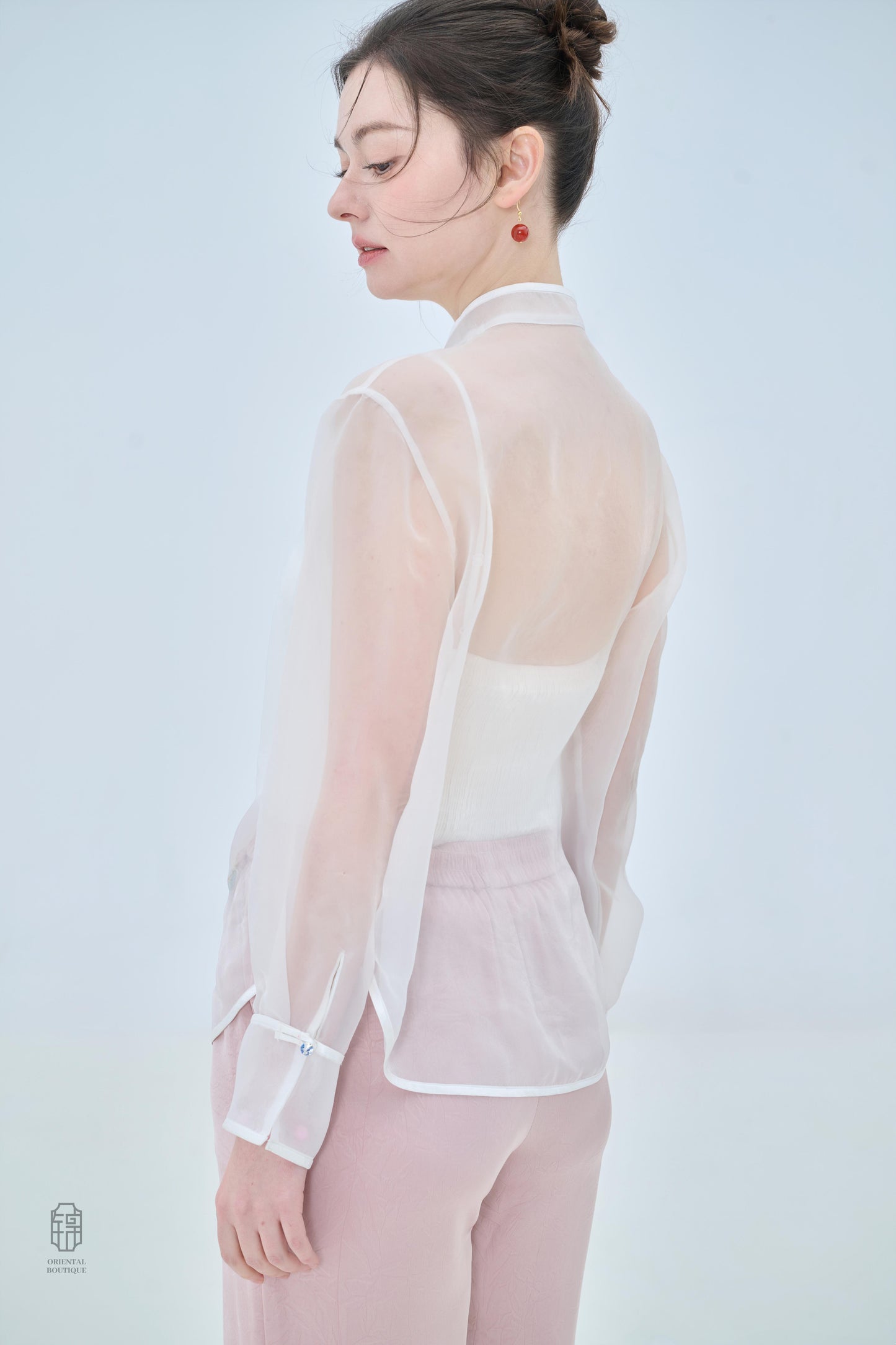 Chinese Organza Top - Jade Whisper Traditional Style