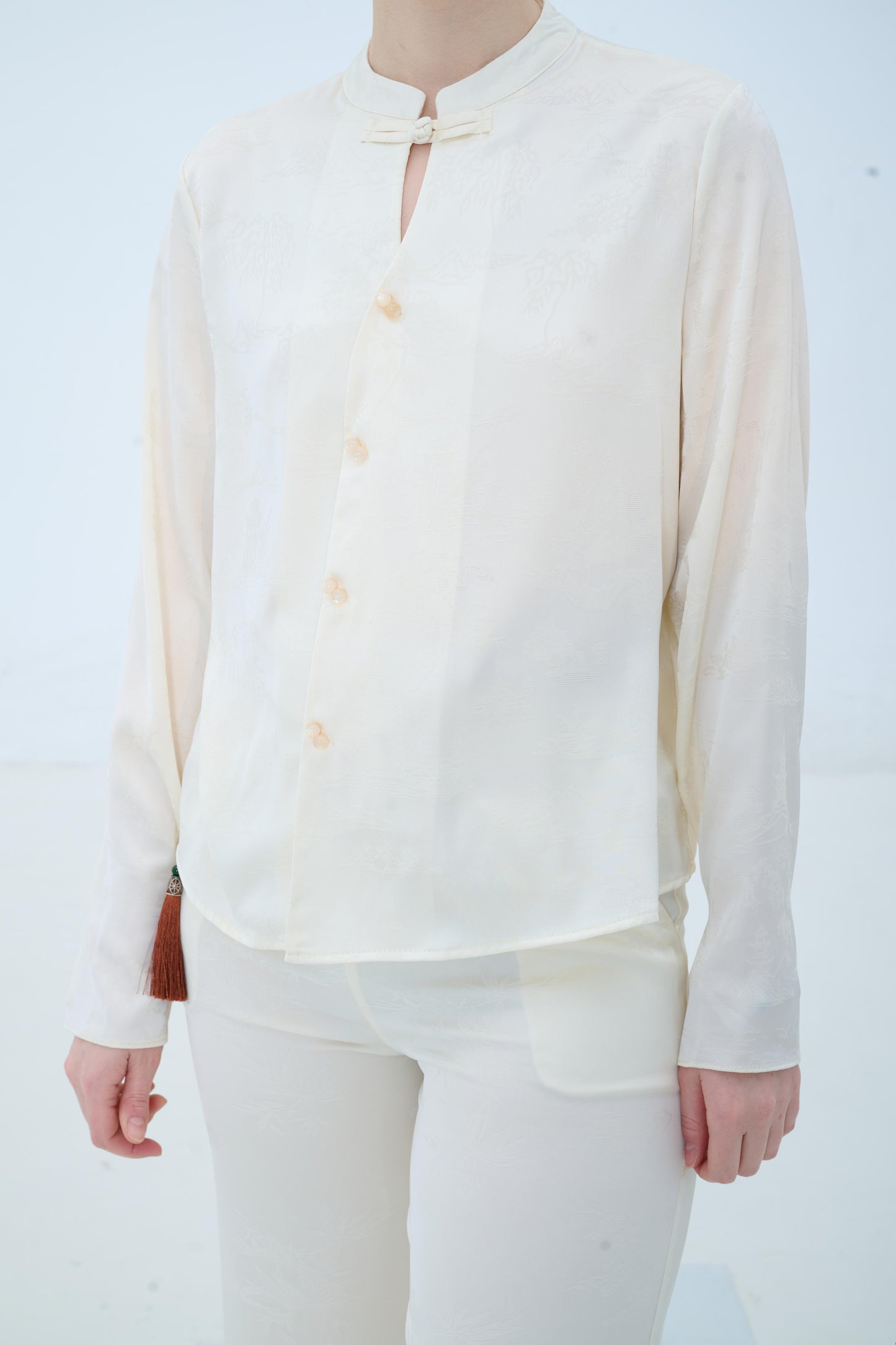 Chinese Silk Top - Serene Landscape Contemporary Style