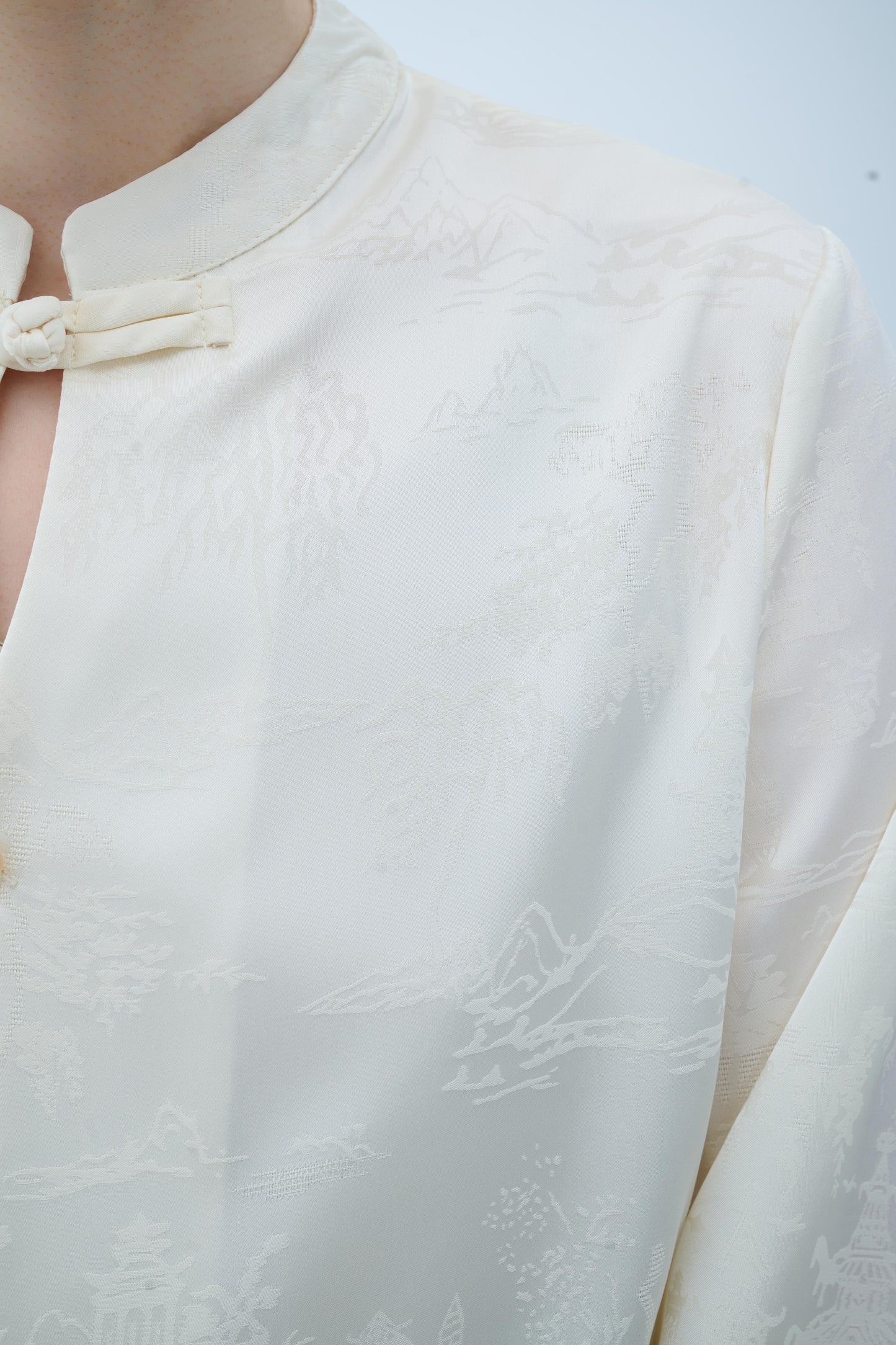 Chinese Silk Top - Serene Landscape Contemporary Style