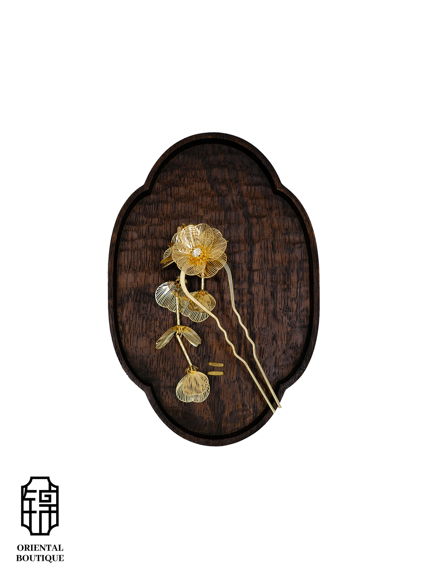 Gold Wire-Petal Tassel Hairpin