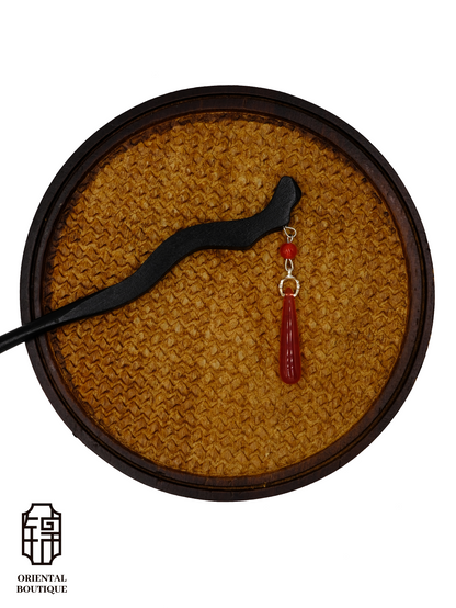 Red Tassel Wooden Hairpin