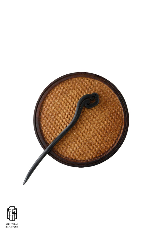 Vintage Wooden Tray & Black Cloud Hairpin Set