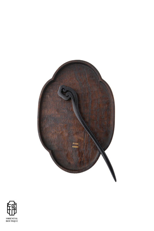 Vintage Wooden Tray & Black Cloud Hairpin Set