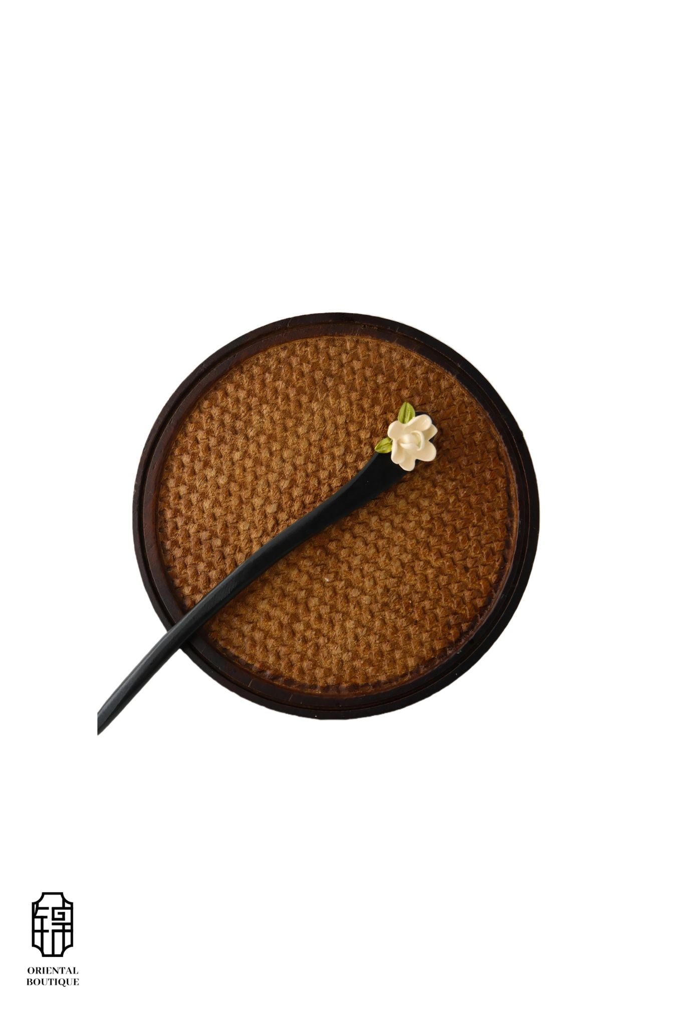 Vintage Wooden Tray & Ivory Floral Hairpin Set