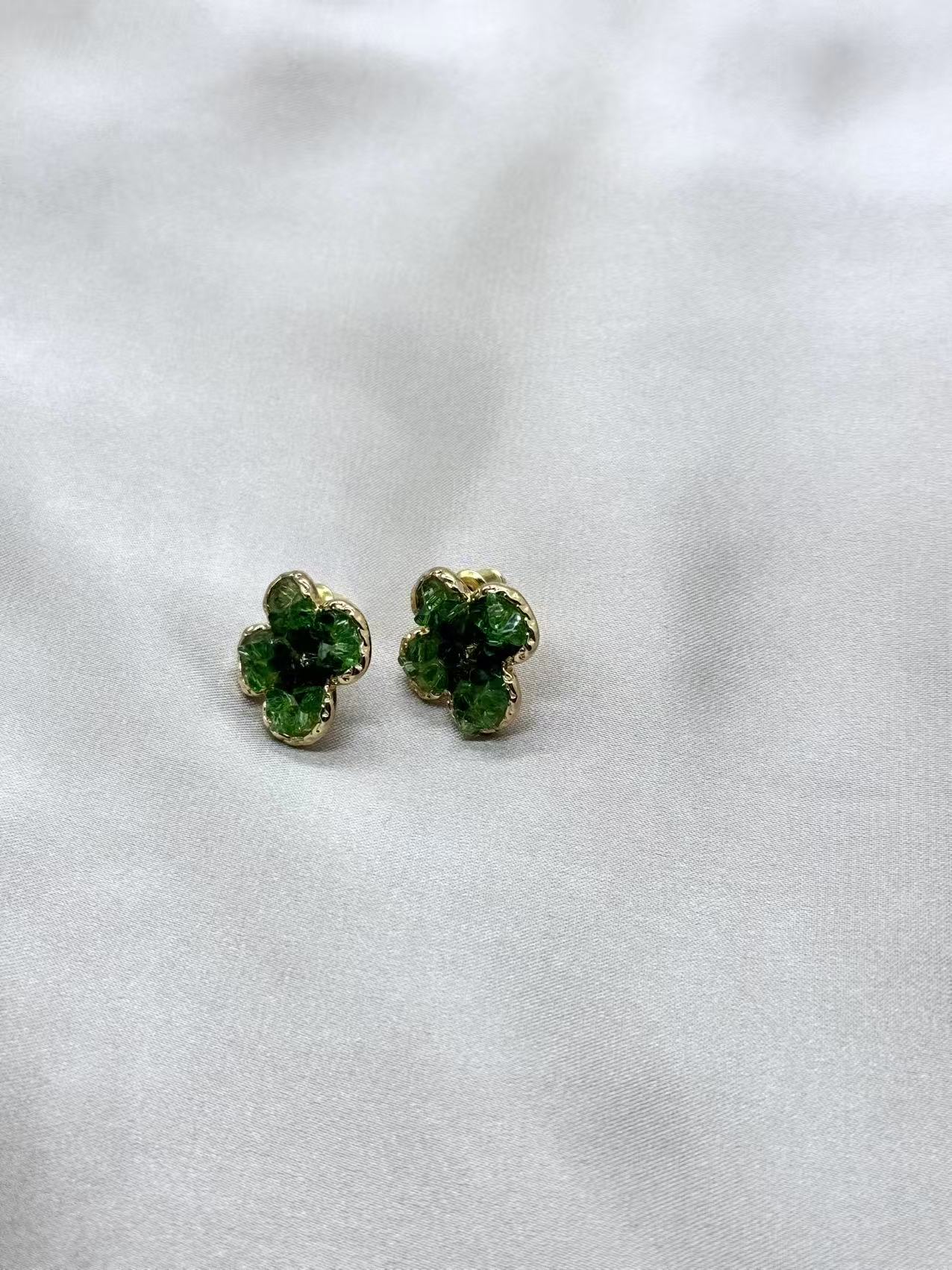 Green Four-Leaf Clover Earrings