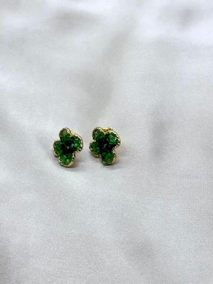 Green Four-Leaf Clover Earrings