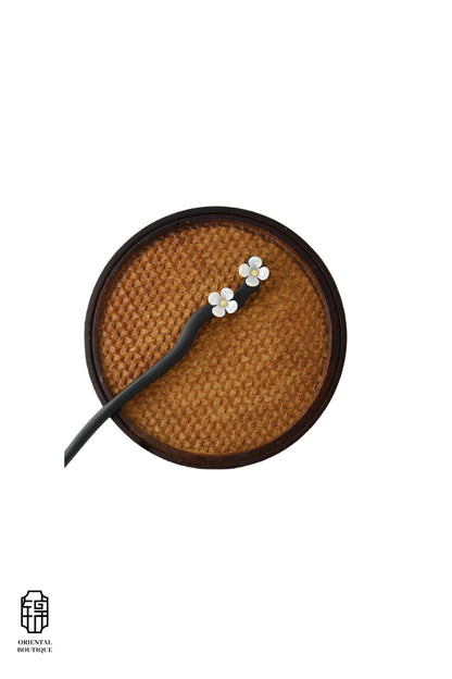 Vintage Wooden Tray & White Daisy Hairpin Set