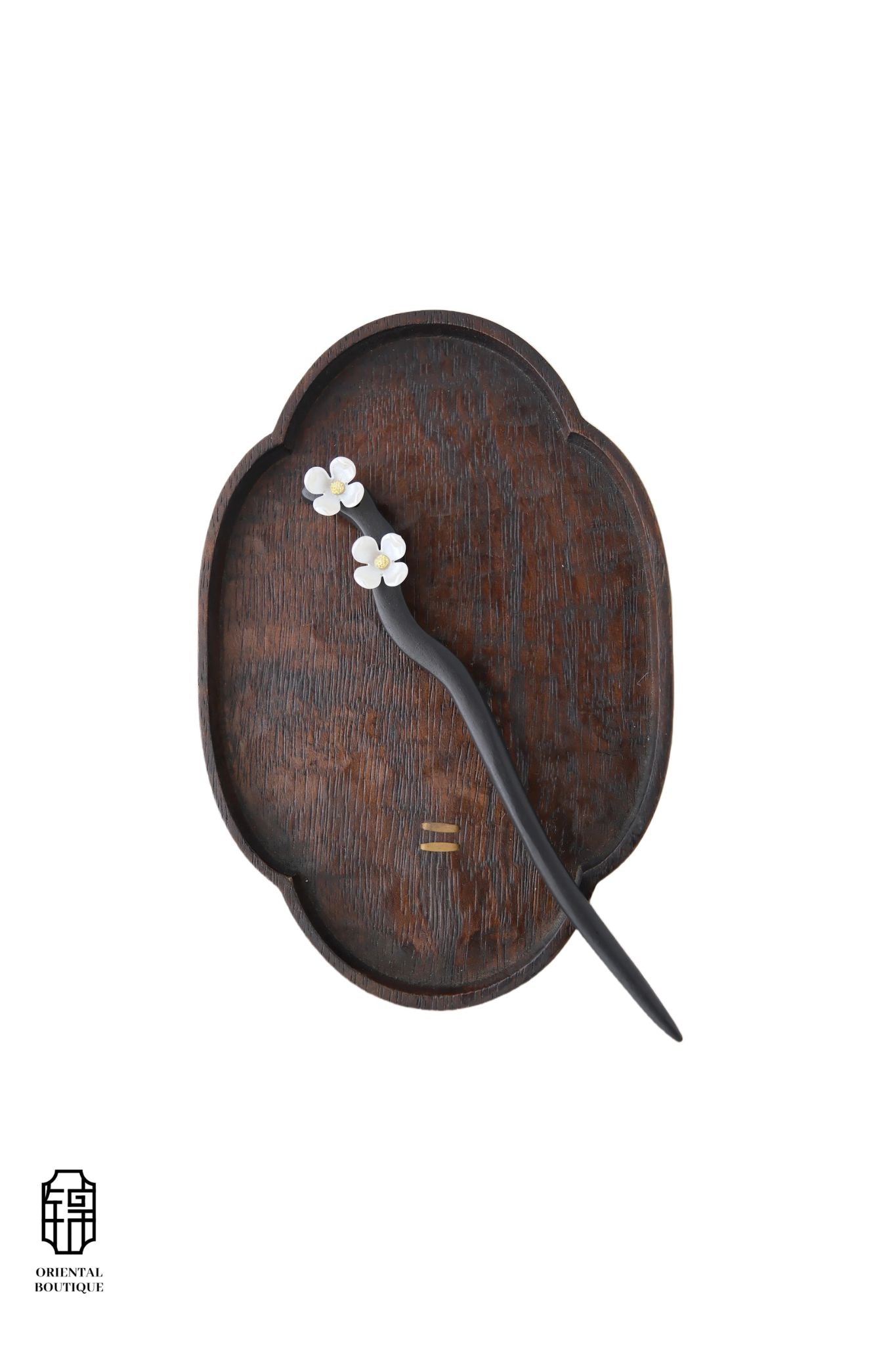 Vintage Wooden Tray & White Daisy Hairpin Set
