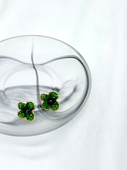 Green Four-Leaf Clover Earrings