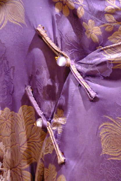 Silk Jacquard Phoenix Blouse – Premium Mulberry Silk in Purple | New Chinese Elegance