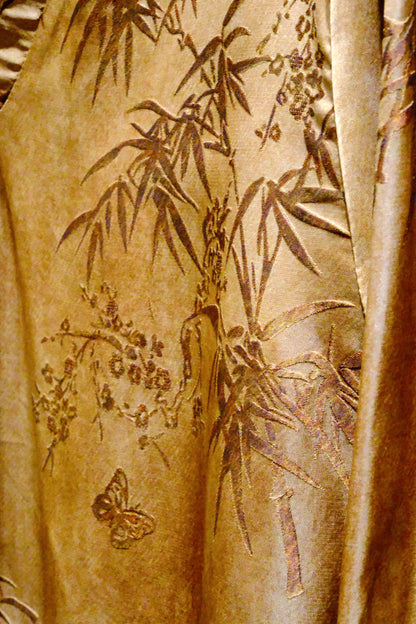 Imported Jacquard Rayon Blouse – Vintage Gold Bamboo Pattern | New Chinese Style