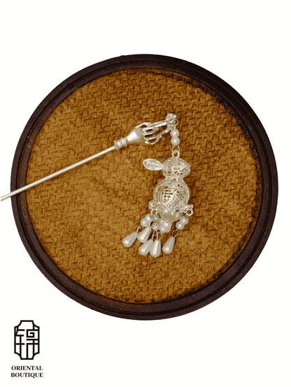 White Rabbit Dangle Long Hairpin