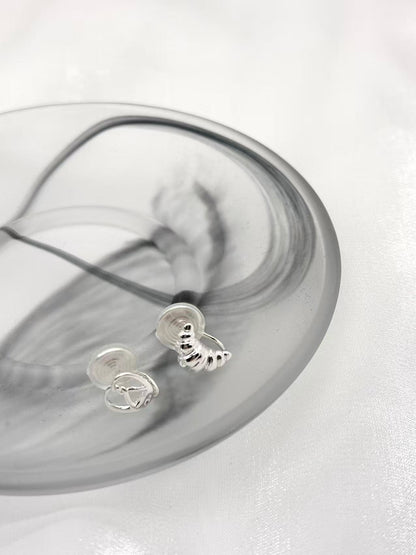 Clip Earring - Mini Heart & Snail Sterling Silver Stud Earrings
