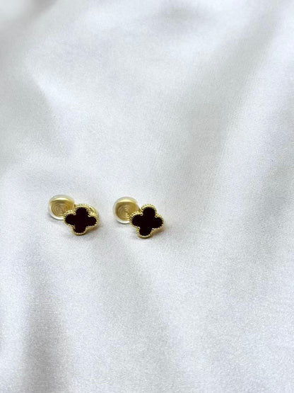 Red Clover Gold Stud Earrings
