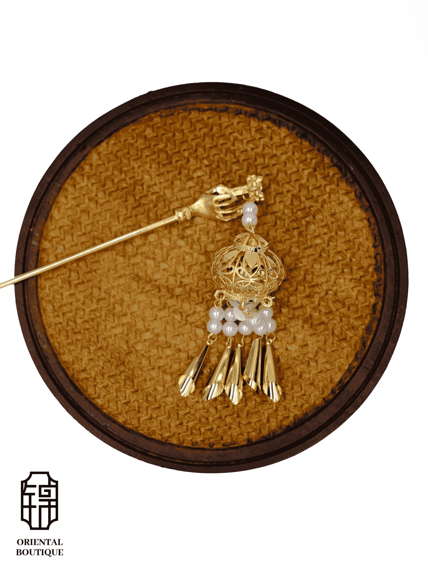 Golden Lantern Tassel Hairpin