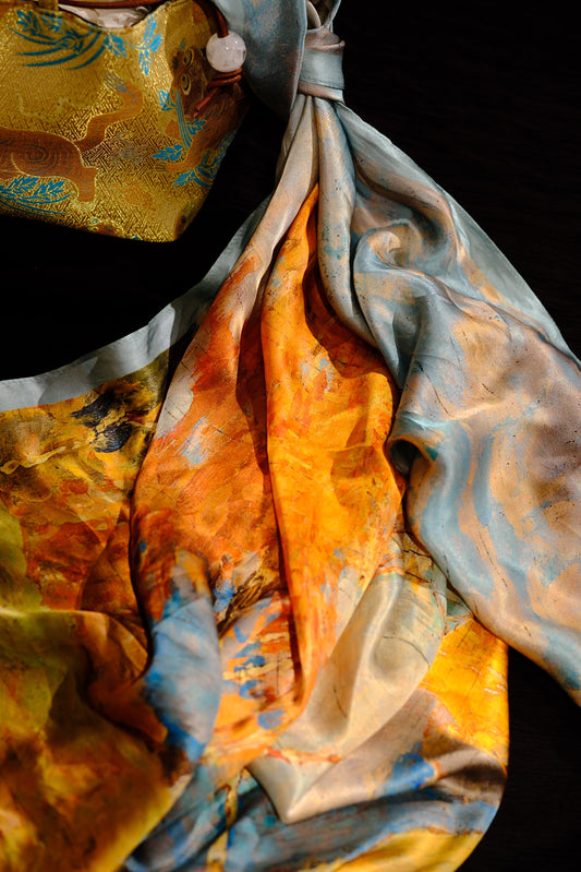 Abstract Blue & Orange Square Scarf