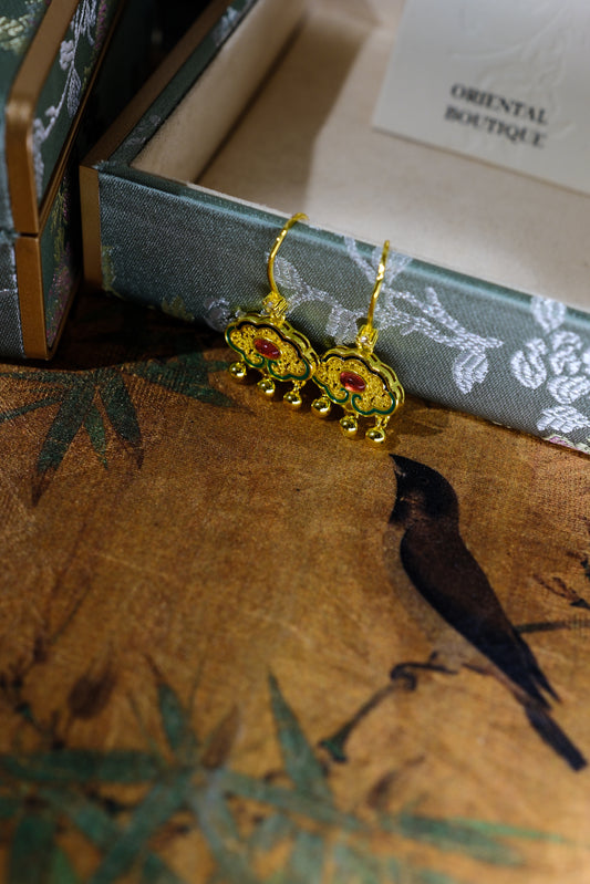 Jade and Crimson Glow Earrings