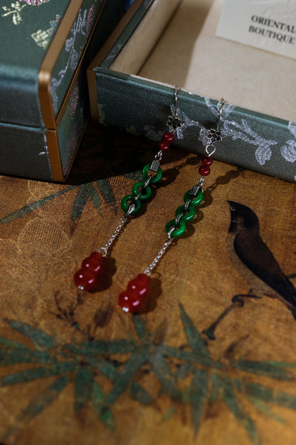 Emerald Crimson Moonlight Earrings