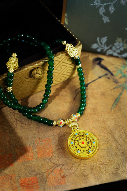 Emerald Mandala Blessing Necklace