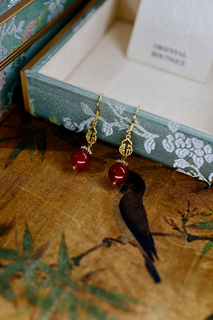 Red Good Fortune Bead Earrings