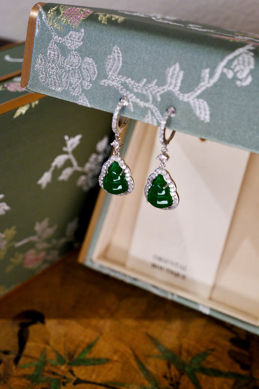 Jade Lucky Pouch Drop Earrings