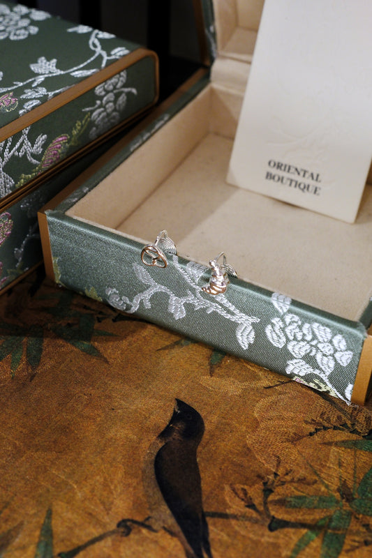 Clip Earring - Mini Heart & Snail Sterling Silver Stud Earrings